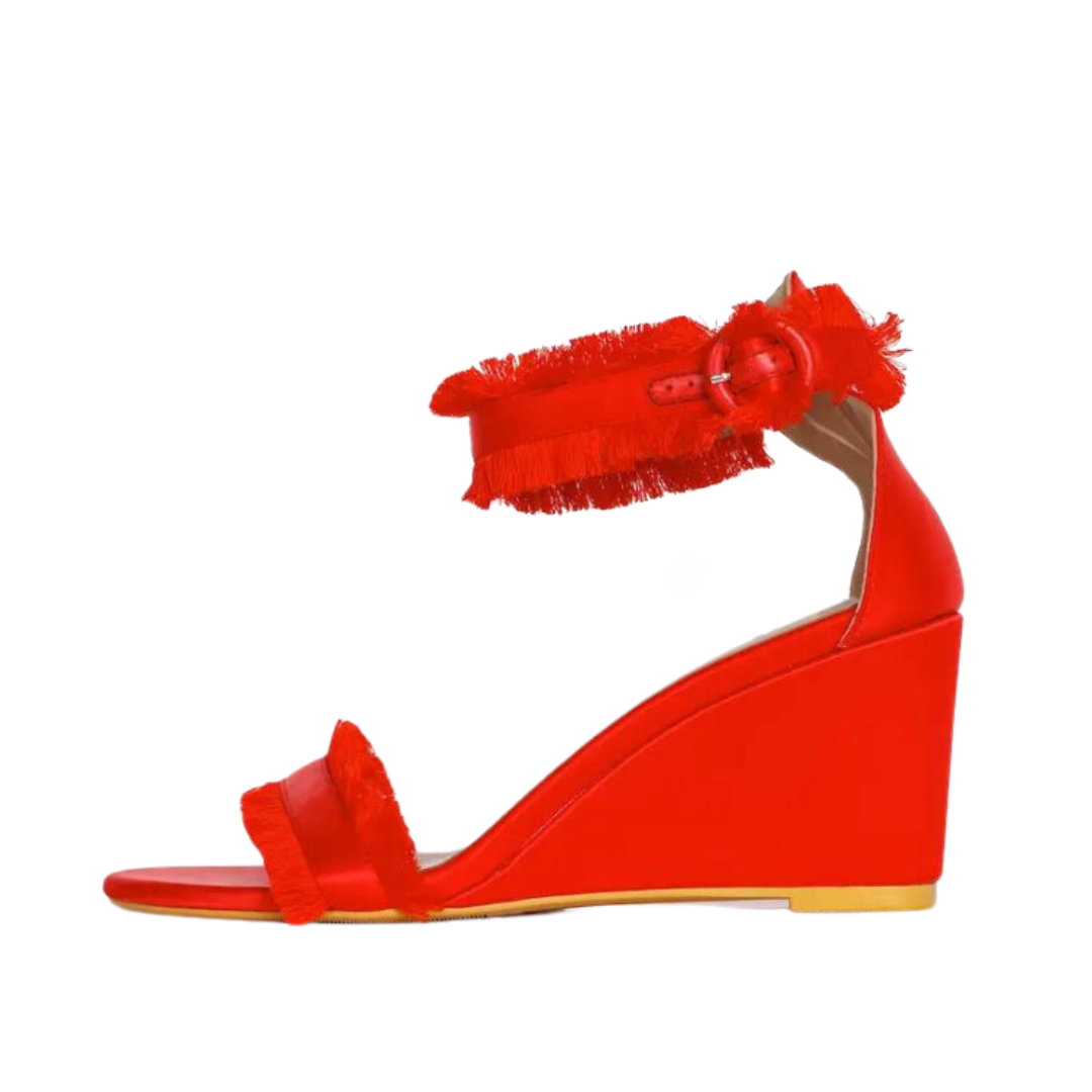 Red suede wedges sales