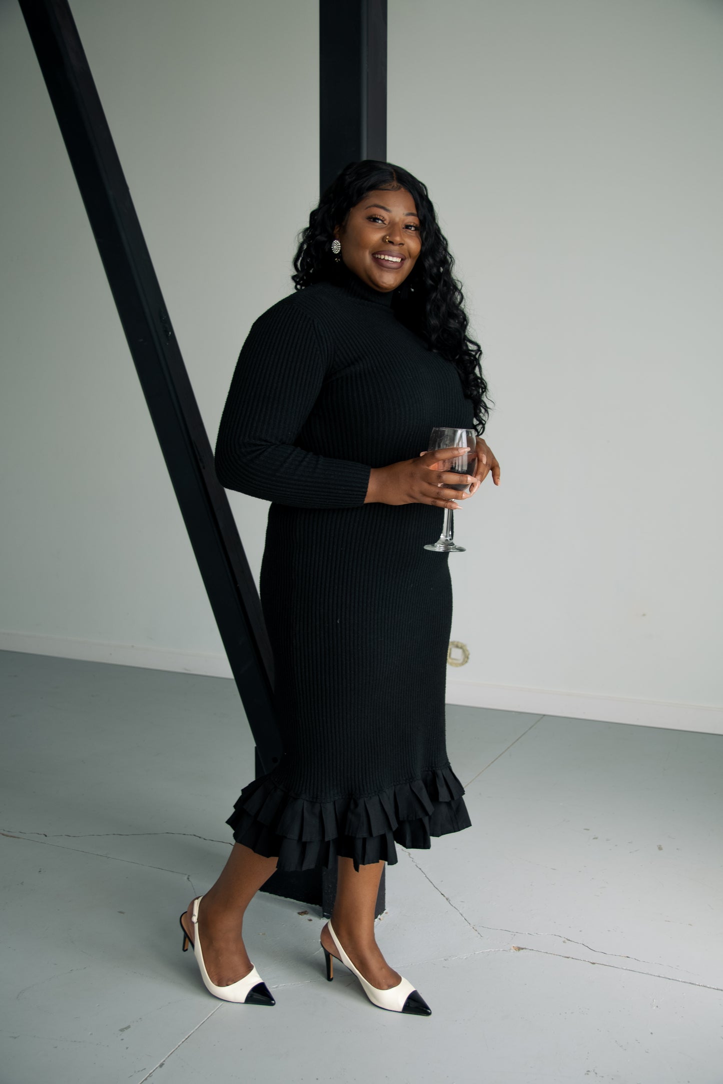 Elegant Drew Slingback Black & White heels Plus Size Pumps
