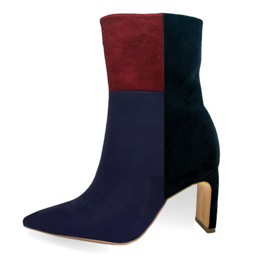 Simone Bootie in Vegan Leather Inner Shaft with Colorblock Pattern